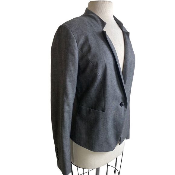 Ann Taylor 6 blazer jacket gray one button hand pockets - Picture 3 of 7